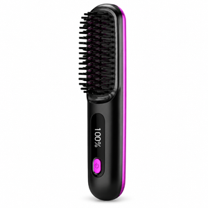 Brosse Lissante Céramique Sans Fil — Température Ajustable & Ions Négatifs