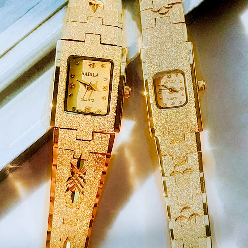 OMEDLY Plaqué Or 18K – Cadran Carré Retro
