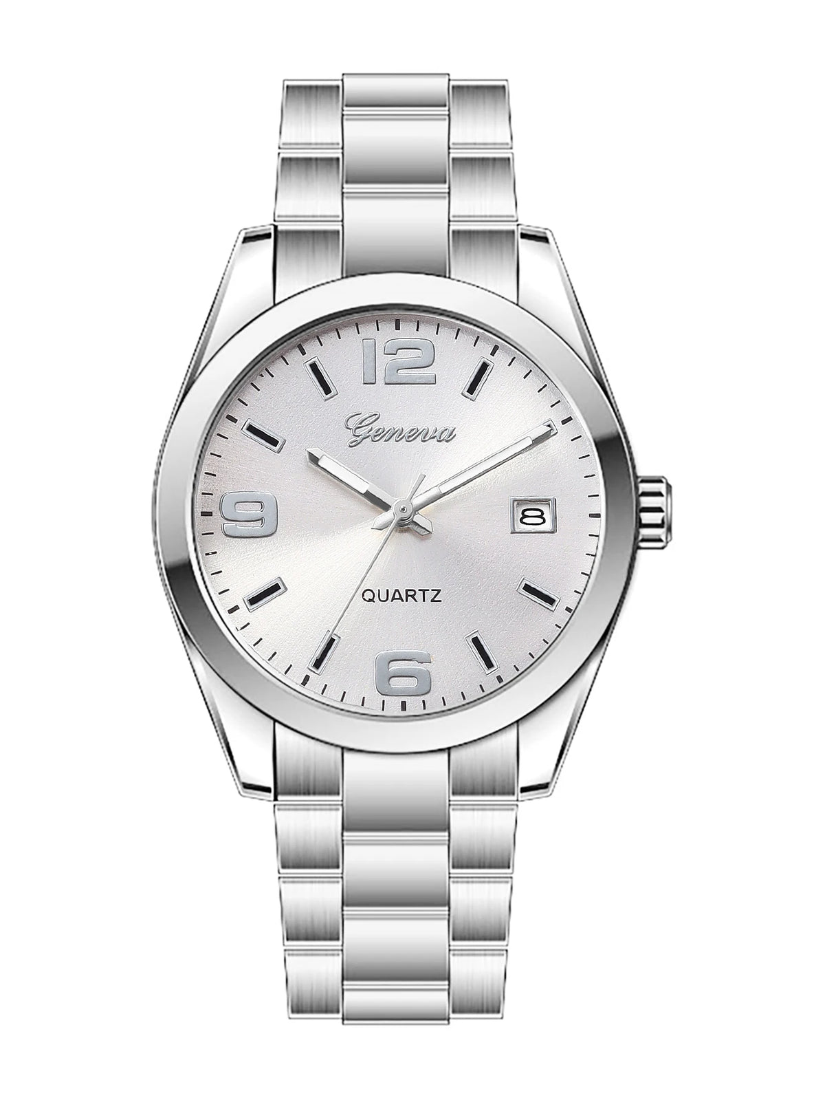 Montre Femme Quartz Bracelet Acier – Cadran Minimaliste avec Calendrier