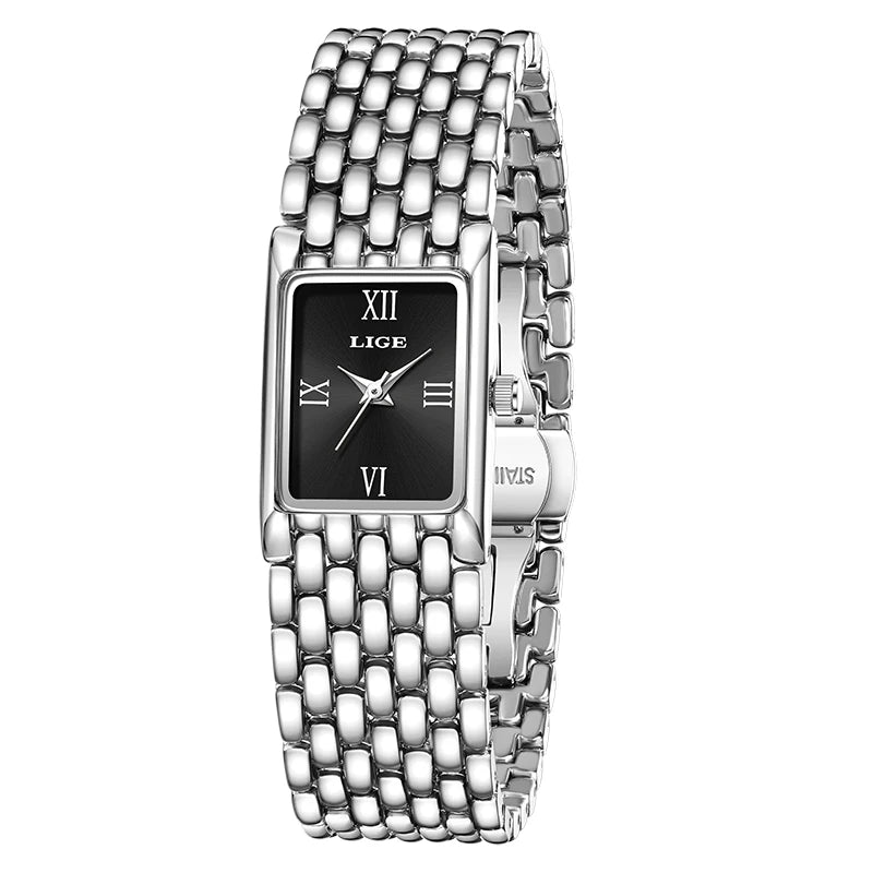 LIGE LG89156 – Quartz, Bracelet Acier, Cadran Carré Chiffres Romains
