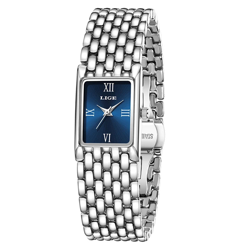 LIGE LG89156 – Quartz, Bracelet Acier, Cadran Carré Chiffres Romains