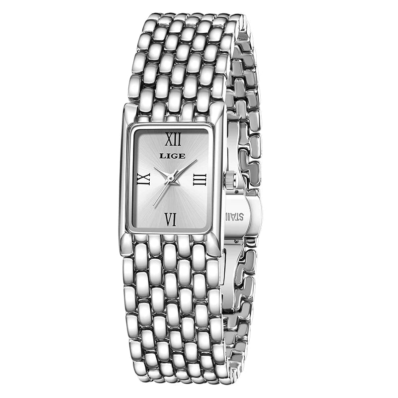 LIGE LG89156 – Quartz, Bracelet Acier, Cadran Carré Chiffres Romains