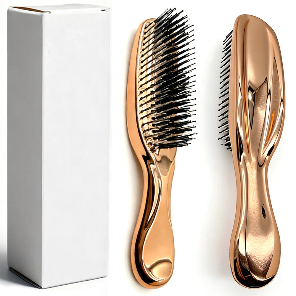 Japanese Premium Head Massager Scalp Brush Hair Massager Shampoo Brush Wet Plastic Detangling Brush Hair Cleaning Comb Rose Gold