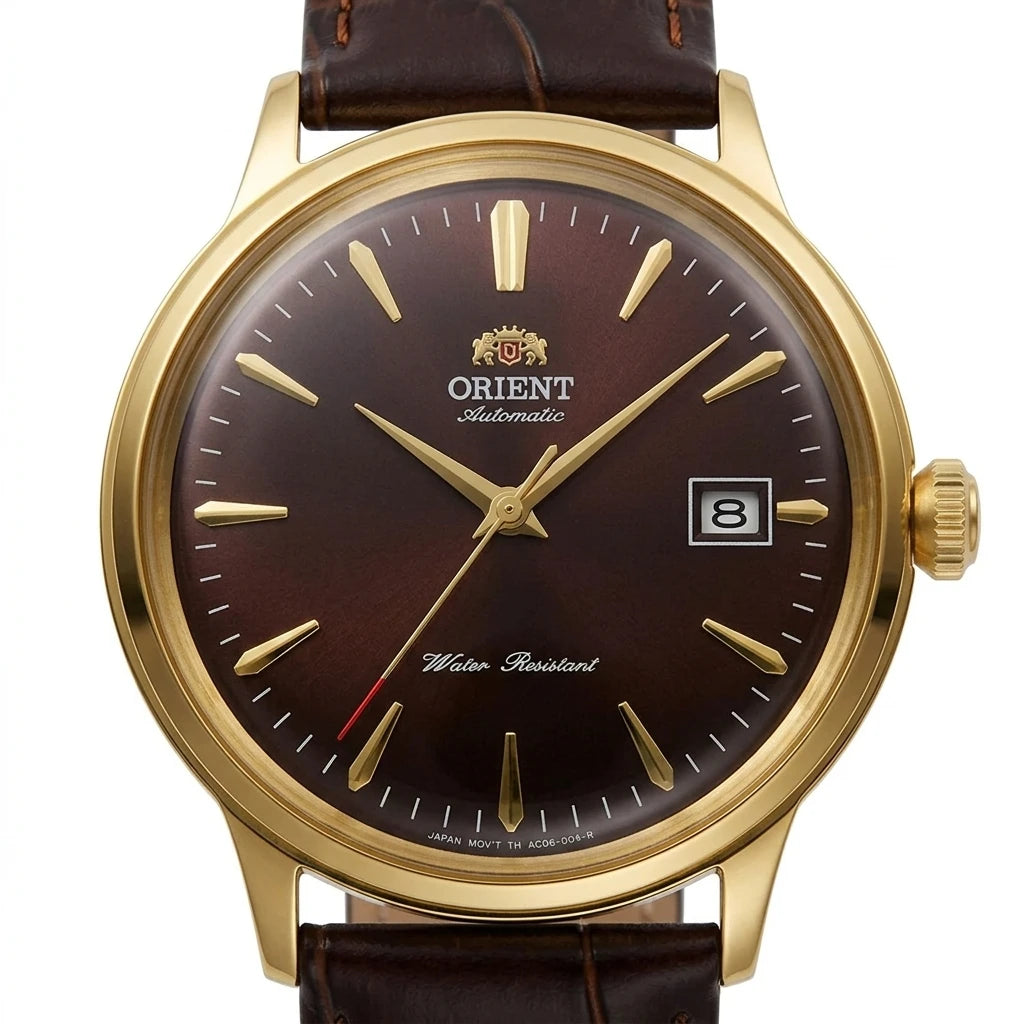 Orient Montre Automatique Homme – Boîtier Bronze, Cadran Vintage, Bracelet Cuir