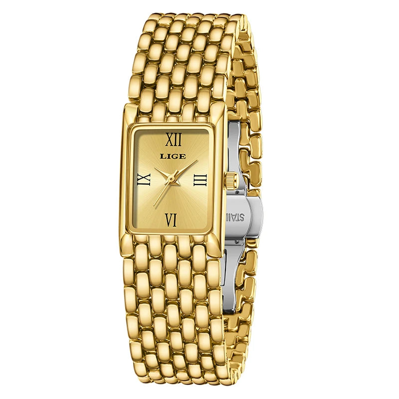 LIGE LG89156 – Quartz, Bracelet Acier, Cadran Carré Chiffres Romains