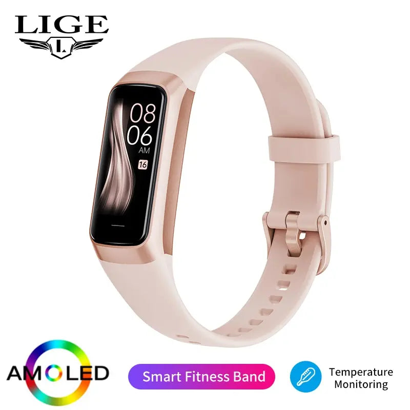 Montre Connectee LIGE AMOLED – Suivi Sante, 25 Sports, Etanche IP67, Homme et Femme