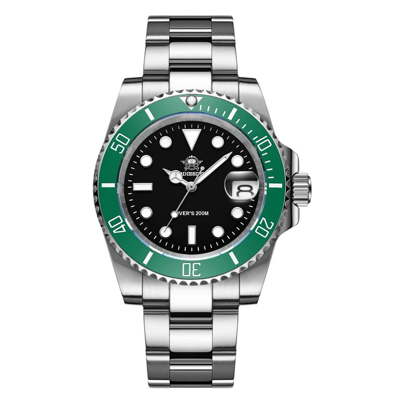 ADDIESDIVE Montre Homme Plongée Quartz – Acier 316L, 200M Étanche, Lunette Céramique