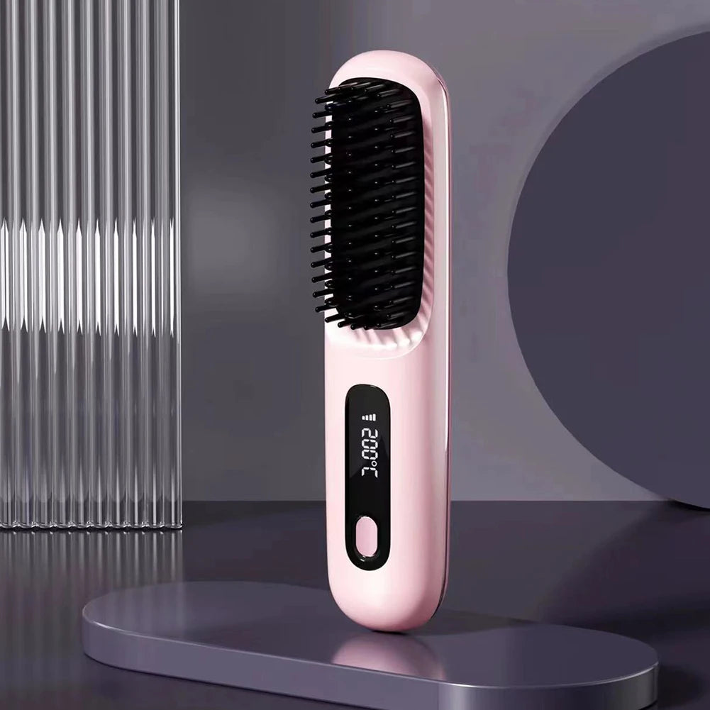 Brosse Lissante Céramique Sans Fil — Température Ajustable & Ions Négatifs