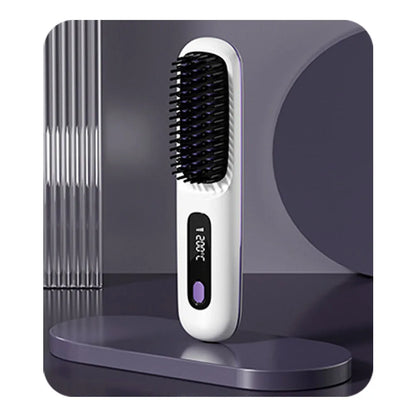 Brosse Lissante Céramique Sans Fil — Température Ajustable & Ions Négatifs