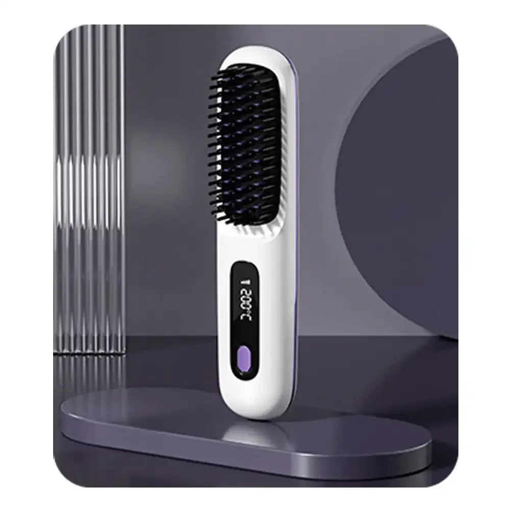Brosse Lissante Céramique Sans Fil — Température Ajustable & Ions Négatifs