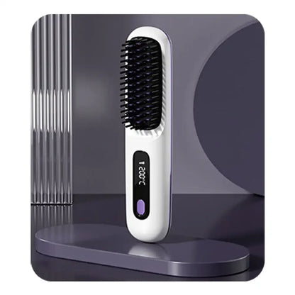 Brosse Lissante Céramique Sans Fil — Température Ajustable & Ions Négatifs