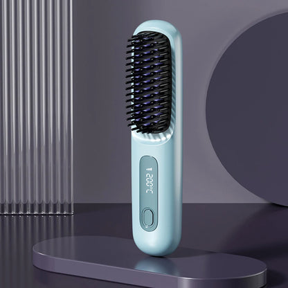 Brosse Lissante Céramique Sans Fil — Température Ajustable & Ions Négatifs