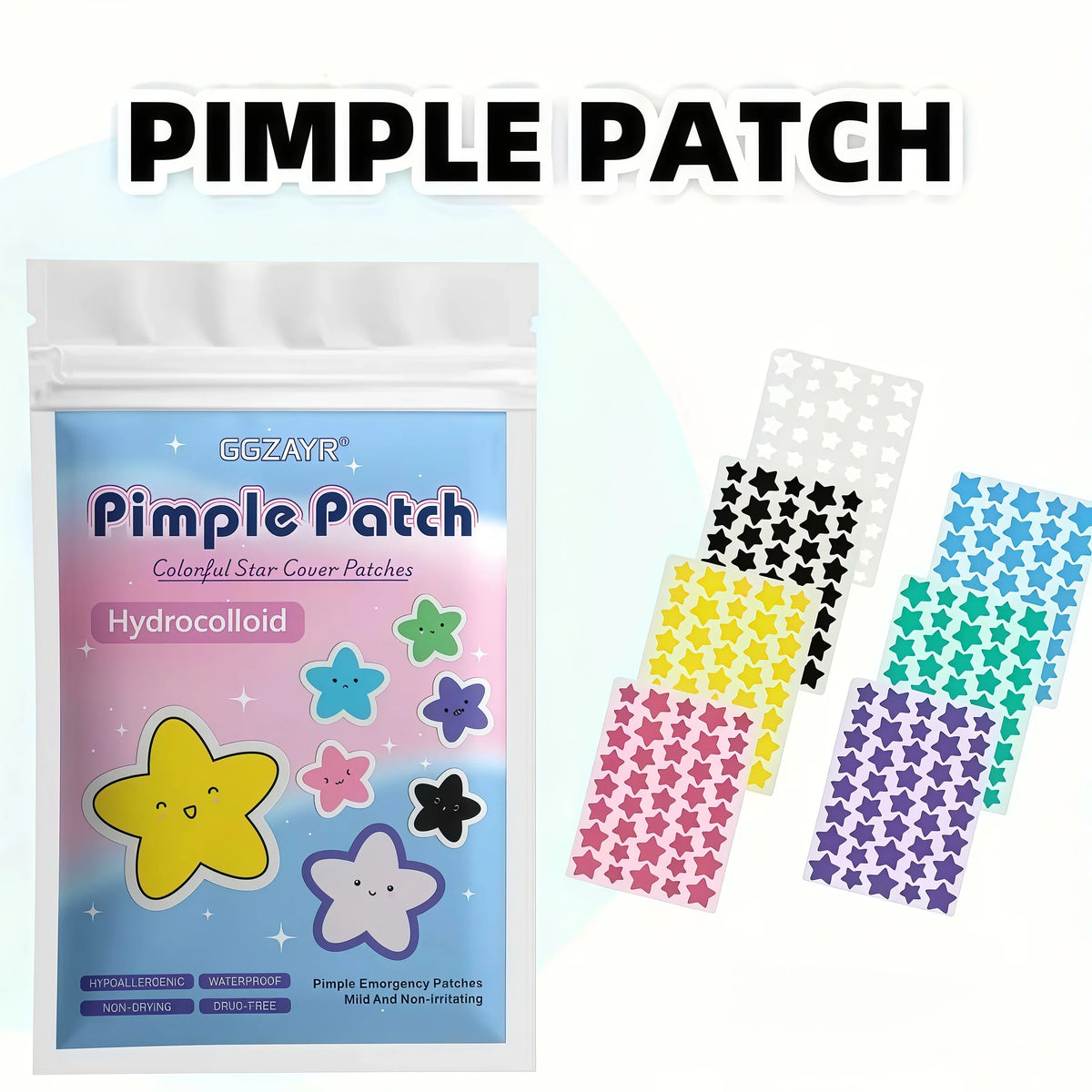 Patchs Pimple Patches Étoiles 7 Couleurs – Traitement Invisible
