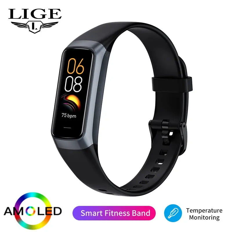 Montre Connectee LIGE AMOLED – Suivi Sante, 25 Sports, Etanche IP67, Homme et Femme