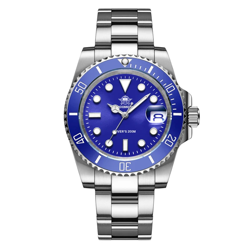 ADDIESDIVE Montre Homme Plongée Quartz – Acier 316L, 200M Étanche, Lunette Céramique