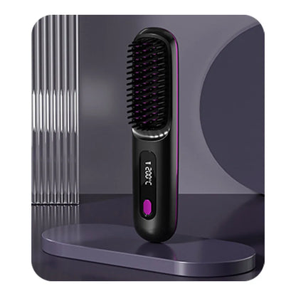 Brosse Lissante Céramique Sans Fil — Température Ajustable & Ions Négatifs