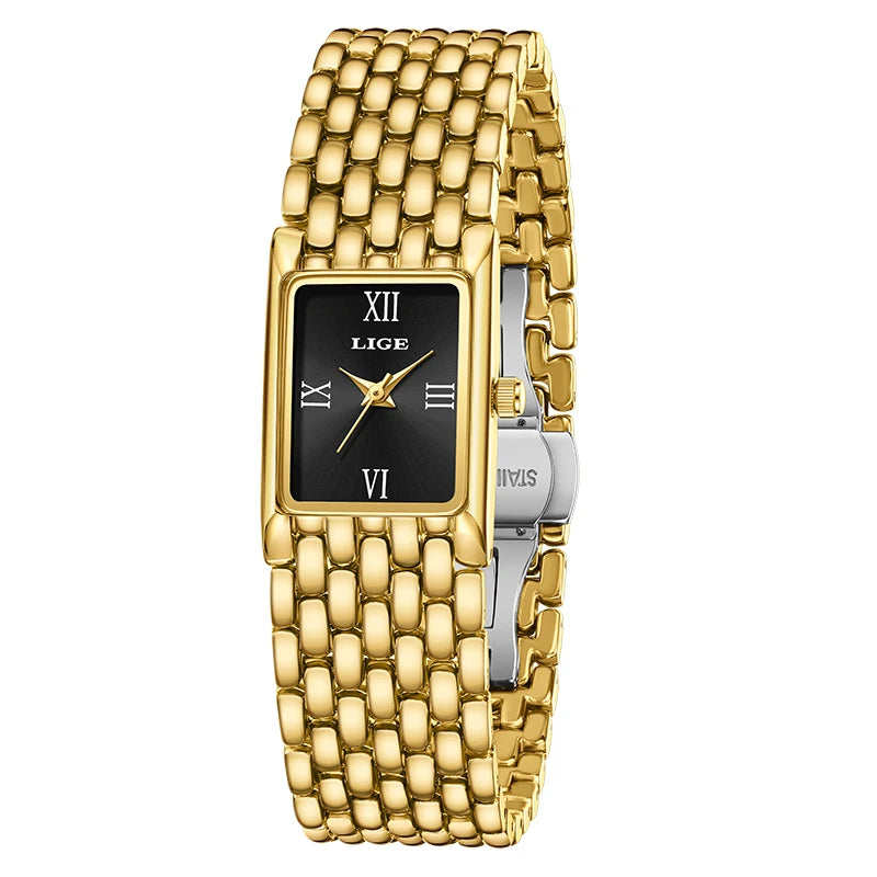 LIGE LG89156 – Quartz, Bracelet Acier, Cadran Carré Chiffres Romains