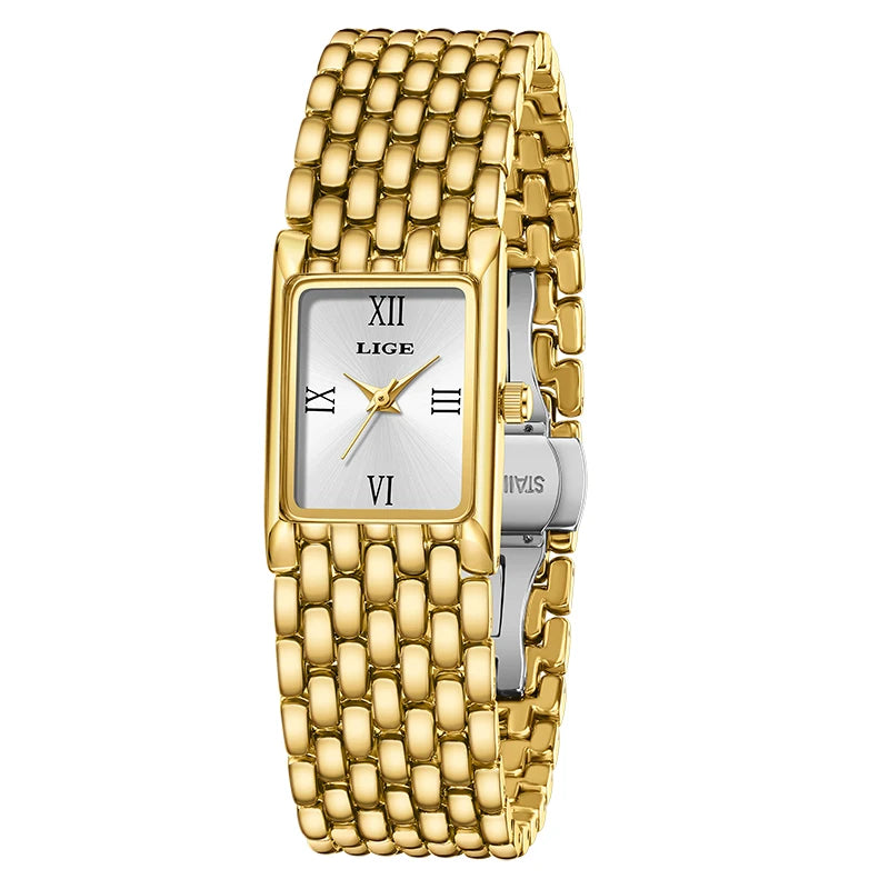 LIGE LG89156 – Quartz, Bracelet Acier, Cadran Carré Chiffres Romains